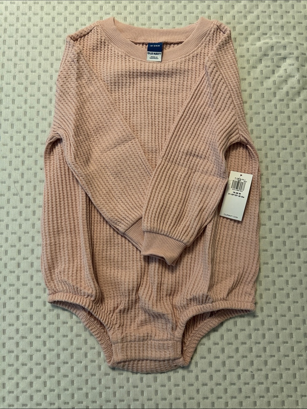 Old Navy Waffle Knit Baby Bubble Romper in Blush Pink